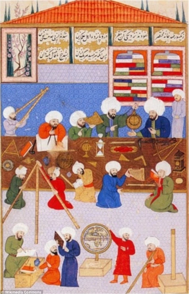 Hình vẽ cho thấy sự say mê nghiên cứu khoa học của các học giả thành Baghdad thời đó