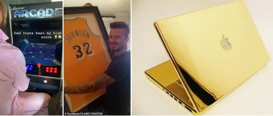 David Beckham nhận được laptop mạ vàng, máy chơi game 3.500 bảng Anh và nhiều món quà sinh nhật đắt đỏ khác.