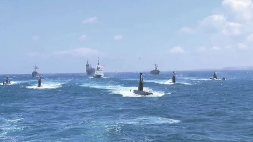 Tàu ngầm mới S43 dẫn đầu hạm đội Hải quân Ai Cập. Ảnh: Bộ Quốc phòng  Ai Cập