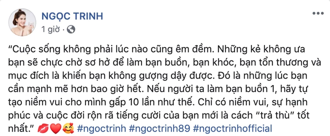 Trải qua bao nhiêu sóng gió, Ngọc Trinh vẫn mạnh mẽ đứng dậy.