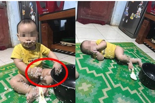 Chạy lấy quần cho con thay, khi quay lại mẹ ngán ngẩm với hình ảnh thấy trước mắt