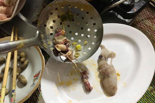 Mua mực về hấp, anh chàng "khóc cạn nước mắt" vì thành phẩm chẳng giống ai