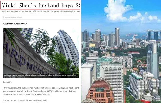 Thông tin chồng Triệu Vy mua nhà mới xuất hiện trên các mặt báo Singapore. Chồng Triệu Vy mang quốc tịch Singapore. 