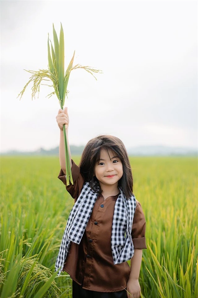 Bé gái xinh như thiên thần trên cánh đồng mùa lúa trổ bông - 8