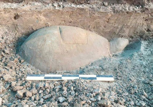 Tìm thấy tượng rùa dài một mét chìm dưới hồ chứa nước