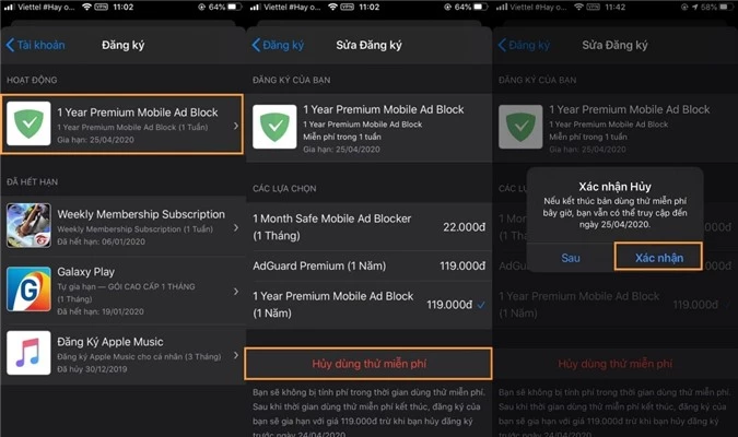 2 cách hủy chương trình dùng thử ứng dụng trên iOS để tránh bị trừ tiền oan