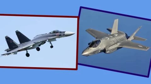 Tiêm kích Su-35 và F-35.