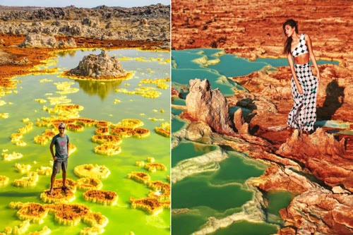 Tại Dallol, nhiệt độ trung bình hàng ngày vào khoảng 34,4 độ C, nhưng có thể đạt tới 50 độ C và lượng mưa luôn khan hiếm. Đây cũng là nơi có mức nhiệt cao nhất trong các vùng có người sinh sống trên thế giới. Ảnh: Globotreks, Henriquesch.