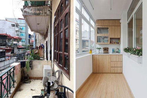 Nhà ống 3 tầng 'lột xác' sau cải tạo, ban công thành khu bếp tuyệt đẹp