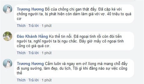 
Chị em sôi nổi bình luận, đưa ra các cao kiến cho cô vợ trẻ.
