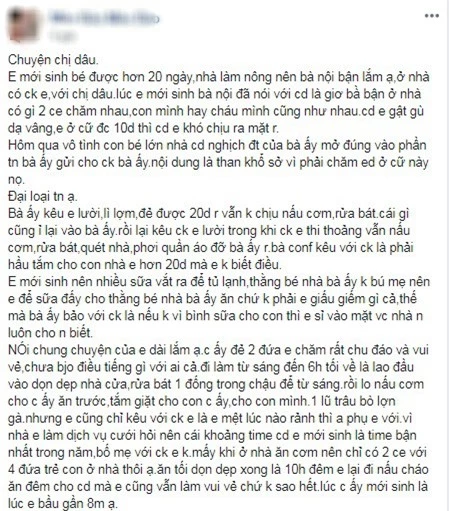 
Tâm sự của cô em dâu về chị dâu khiến nhiều người đồng cảm.
