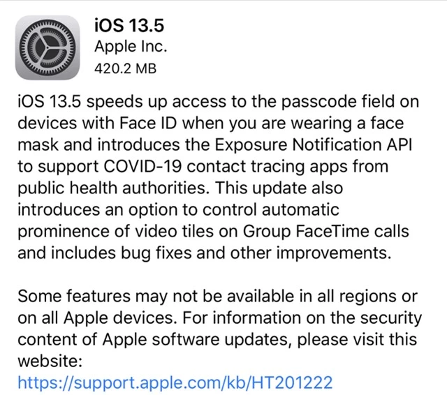 iOS 13.5 ra mắt: Mở iPhone nhanh hơn ngay cả khi đeo khẩu trang - Ảnh 1.
