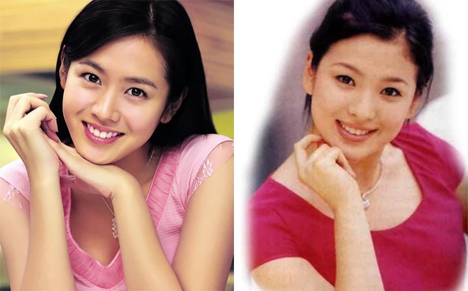 Hai mỹ nhân đắt giá nhất showbiz Hàn thủa mới vào nghề. Song Hye Kyo (phải), Son Ye Jin (trái). 