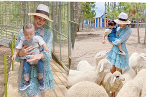 Mẹ con Diệp Lâm Anh khám phá vườn thú Đà Lạt