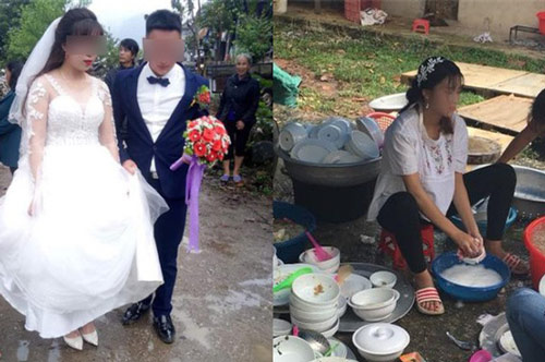 Lỡ mang bầu trước cưới, cô dâu bức xúc khi mẹ chồng yêu cầu không được cùng chú rể bước vào cổng rạp, tự mình ngồi rửa hết 40 mâm cỗ