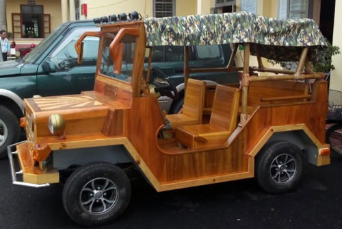 Độc đáo chiếc Jeep gỗ chạy động cơ xe máy Honda của “dân chơi” Thái Nguyên