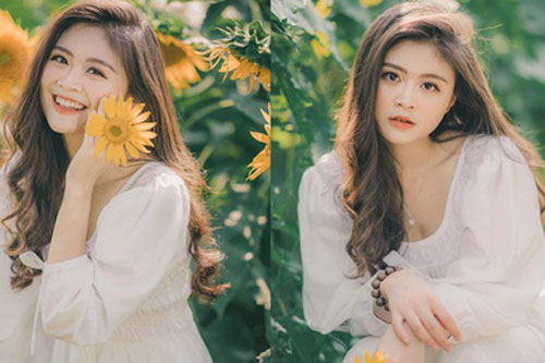 Cựu nữ sinh ĐH Ngoại thương khoe sắc bên hoa hướng dương