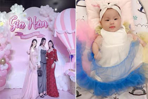 Lúc cưới rầm rộ, đến ngày đầy tháng con gái 'cô dâu đeo vàng trĩu cổ ở Nam Định' cũng tổ chức cực hoành tráng