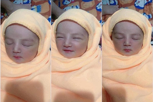 Bé gái sơ sinh vừa chào đời đã "nổi như cồn" trên mạng xã hội vì gương mặt nét nào ra nét ấy