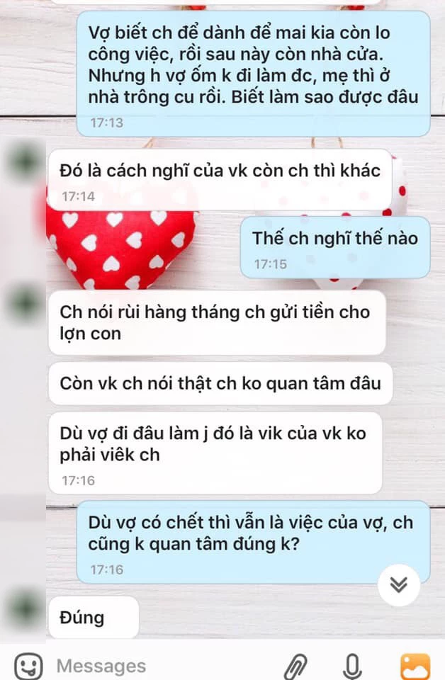 Người chồng tuyên bố vợ làm gì cũng không quan tâm.