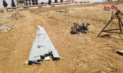 Mảnh vỡ máy bay không người lái Anka-S của Thổ Nhĩ Kỳ được tìm thấy. Ảnh: SANA.