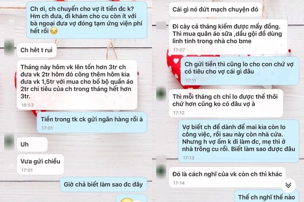 Tin nhắn của người vợ và chồng.