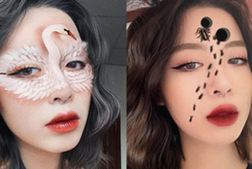 Nữ sinh trường Báo xinh đẹp lại có tài “họa mặt” cực độc đáo