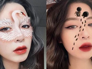 Nữ sinh trường Báo xinh đẹp lại có tài “họa mặt” cực độc đáo