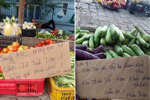 Say xỉn nhưng vợ bắt ra bán rau, người đàn ông viết tấm biển thông báo khiến tất cả không thể nhịn cười