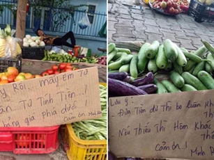 Say xỉn nhưng vợ bắt ra bán rau, người đàn ông viết tấm biển thông báo khiến tất cả không thể nhịn cười