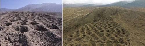 Pisco (Peru): Được tìm thấy ở khu vực khô cằn gần thung lũng Pisco, hàng nghìn lỗ hình nón đã được chạm khắc vào đá bởi những bàn tay bí ẩn, trải dài khoảng 1,5 km và rộng 20 m. Một số người đưa ra giả thuyết rằng các lỗ được sử dụng làm nơi đựng thực phẩm hoặc để chôn cất. Tuy nhiên, một số hố sâu 2 m dường như không được sử dụng làm nơi lưu trữ cho thực phẩm hoặc cơ thể người chết. Không chiếc răng hay mảnh vỡ nào được tìm thấy trong lỗ hổng. Ý kiến khác đưa ra lỗ hình nón được hình thành bởi vụ nổ. Các tàn tích và những cuộc khai quật không mang lại kết quả gì.