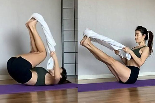 Bài tập đơn giản với khăn tắm giúp bụng phẳng, eo thon
