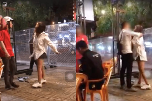 Bị người yêu bắt quả tang đi chơi với trai lạ, cô gái ném áo thách thức rồi tát anh chàng