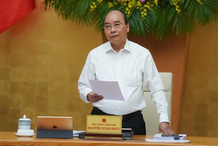 Thủ tướng Nguyễn Xuân Phúc phát biểu kết thúc phiên họp Chính phủ thường kỳ tháng 5 (Ảnh: VGP/Quang Hiếu)