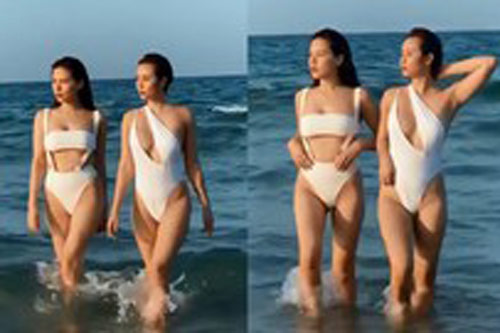 Kỷ niệm 7 năm tình bạn, Huyền Lizzie và Phanh Lee "chặt chém" với đồ bơi "siêu bạo"