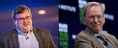 Tỷ phú Reid Hoffman và cựu CEO Google Eric Schmidt là hai trong số các ông trùm Thung lũng Silicon ủng hộ ứng viên đảng Dân Chủ. Ảnh: Getty Images.