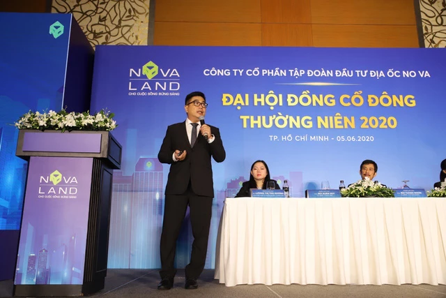 Ông Bùi Xuân Huy, Tổng giám đốc Novaland chia sẻ về chiến lược kinh doanh của Novaland tại Đại hội cổ đông thường niên vào sáng 5/6/2020.