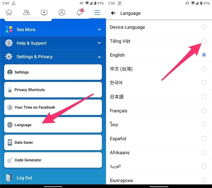 Cách đổi ngôn ngữ Facebook từ tiếng Anh sang tiếng Việt