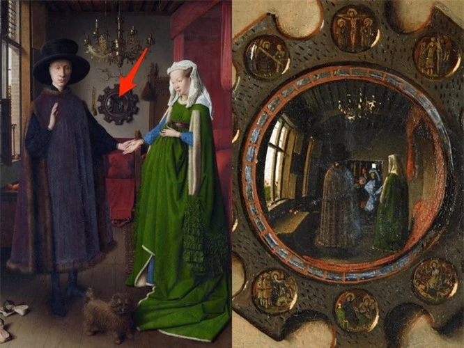 “Chân dung Arnolfini” chứa chân dung của chính họa sĩ người Hà Lan Jan van Eyck.