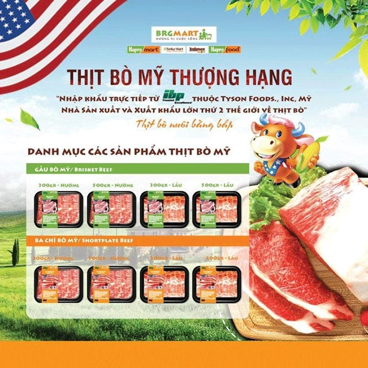 BRG Retail nhập khẩu trực tiếp thịt bò Mỹ chất lượng cao từ IBP Trusted Excellence Tyson Foods