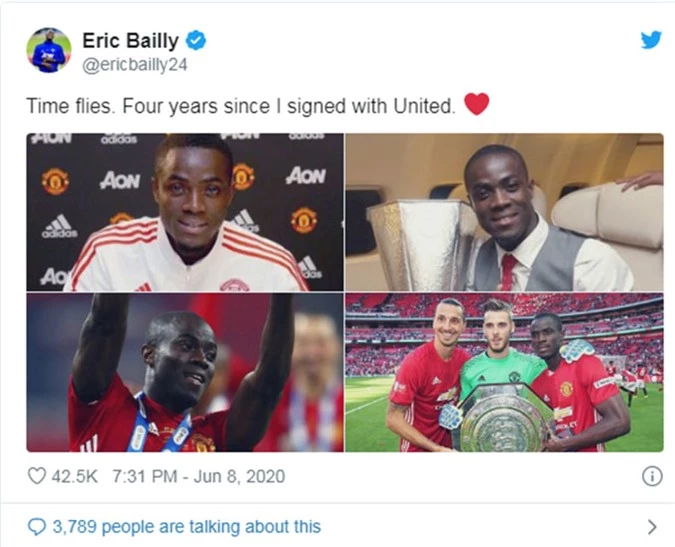 Bailly vừa có tròn 4 năm khoác áo M.U