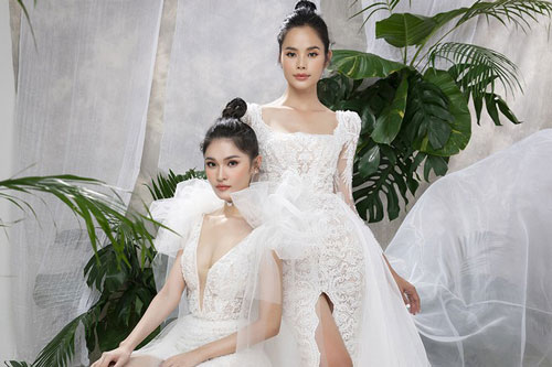 Á hậu Thuỳ Dung diện loạt váy cưới cắt xẻ khoe vòng một 'nóng bỏng'