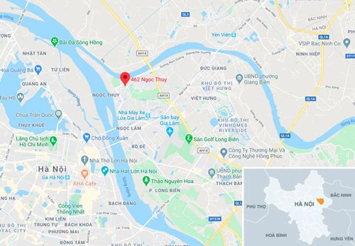 Vị trí "nhà cây" độc đáo tại quận Long Biên, Hà Nội. Ảnh: Google Maps.