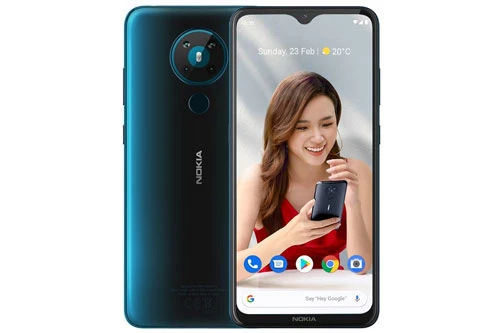 Nokia 5.3 sử dụng vỏ ngoài bằng nhựa nguyên khối. Máy có số đo 164,3x76,6x8,5 mm, trọng lượng 185 g. 