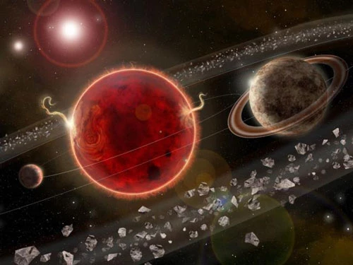 Minh họa hệ thống hành tinh Sao Lùn Đỏ với hành tinh có khả năng tồn tại Proxima c (bên phải) và Proxima b (bên trái). (Ảnh: Business Insider)