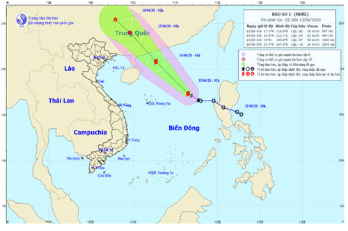 Bão số 1 có gió giật cấp 10, di chuyển với vận tốc 75km/giờ