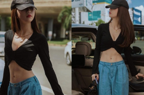 Ngọc Trinh khoe vòng 1 căng đầy và vòng eo "con kiến" đáp trả lời chê bai gầy trơ xương