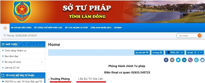 bà Bùi Thị Mai Liên (SN 1974, trú tại Phường 9, TP. Đà Lạt), Trưởng phòng Hành chính Tư pháp (Sở Tư pháp tỉnh Lâm Đồng)