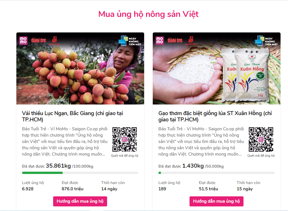 Chương trình ủng hộ nông sản Việt trên ví MoMo bán được số lượng vải thiều kỷ lục, 35 tấn chỉ trong 6 ngày.