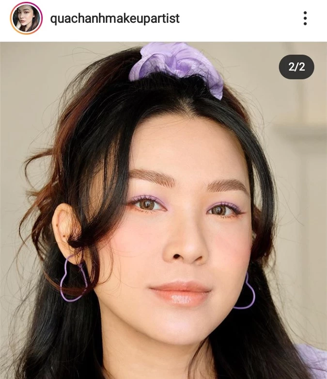 Trang điểm mắt màu tím pastel cùng cam nude tăng thêm vẻ cá tính, năng động cho ngày Hè. Ảnh: @quachanhmakeupartist